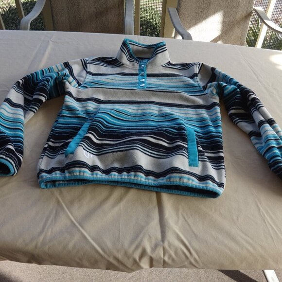 Cowgirl Hardware women's size S, pull over stripe fleece top 5 snap neck closure - Picture 11 of 16